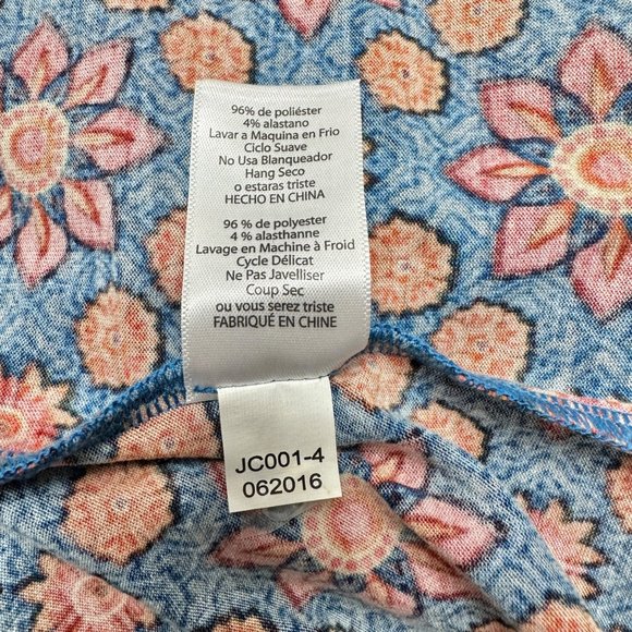 LuLaRoe Retired Julia Dress XXS Blue with Orange Florals SS Form Fitting NWT - Picture 7 of 9
